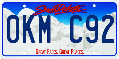 SD license plate 0KMC92
