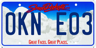 SD license plate 0KNE03