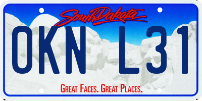 SD license plate 0KNL31