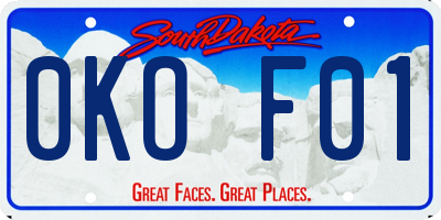 SD license plate 0KOF01