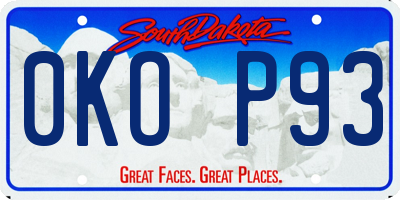 SD license plate 0KOP93