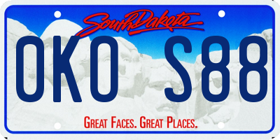SD license plate 0KOS88