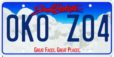 SD license plate 0KOZ04