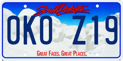 SD license plate 0KOZ19