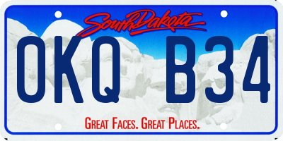 SD license plate 0KQB34