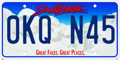 SD license plate 0KQN45