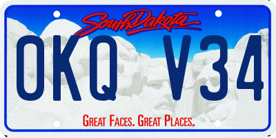 SD license plate 0KQV34