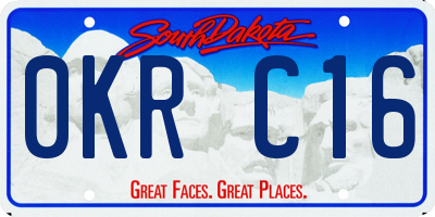 SD license plate 0KRC16
