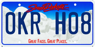 SD license plate 0KRH08