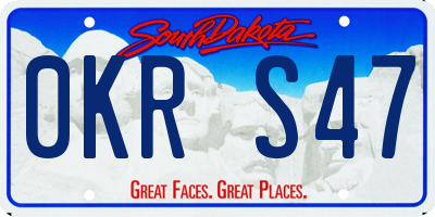 SD license plate 0KRS47