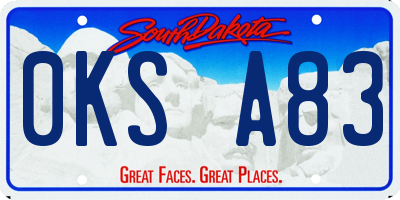 SD license plate 0KSA83