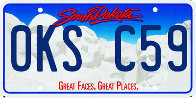 SD license plate 0KSC59