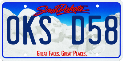 SD license plate 0KSD58