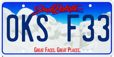 SD license plate 0KSF33