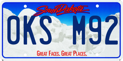 SD license plate 0KSM92