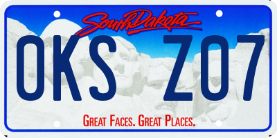 SD license plate 0KSZ07