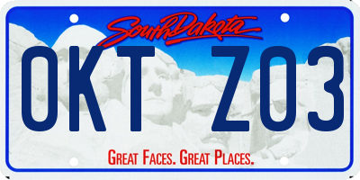 SD license plate 0KTZ03