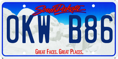 SD license plate 0KWB86