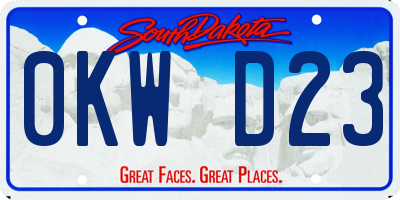 SD license plate 0KWD23
