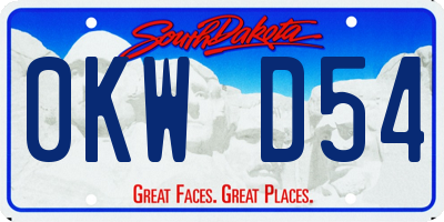 SD license plate 0KWD54