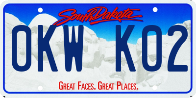 SD license plate 0KWK02