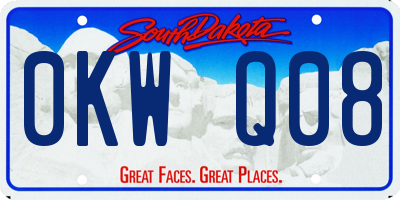 SD license plate 0KWQ08