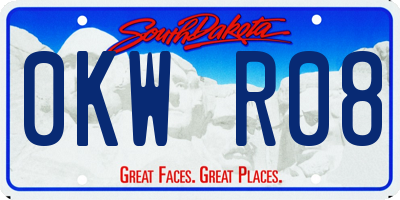 SD license plate 0KWR08