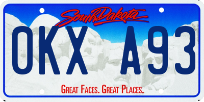 SD license plate 0KXA93