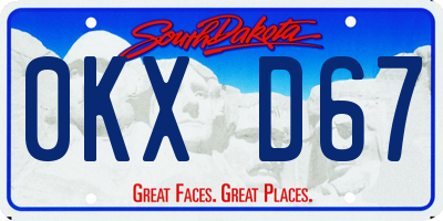 SD license plate 0KXD67
