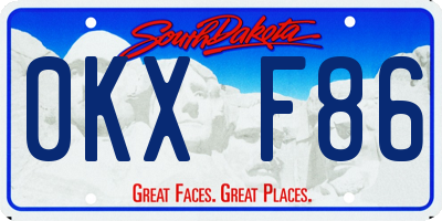 SD license plate 0KXF86