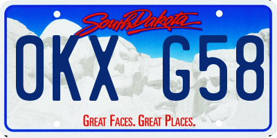 SD license plate 0KXG58
