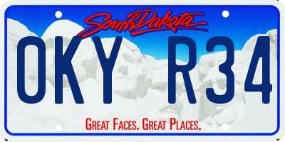 SD license plate 0KYR34