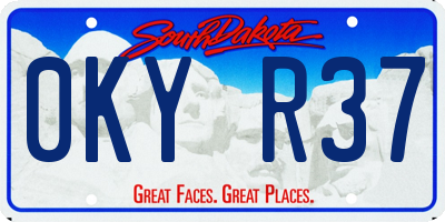 SD license plate 0KYR37