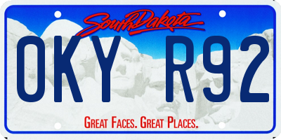 SD license plate 0KYR92