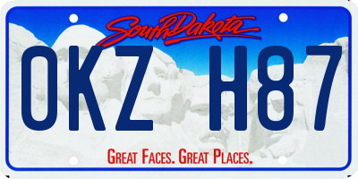 SD license plate 0KZH87