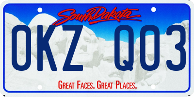 SD license plate 0KZQ03