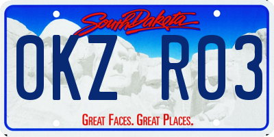 SD license plate 0KZR03