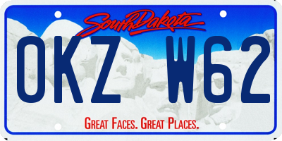 SD license plate 0KZW62