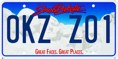 SD license plate 0KZZ01