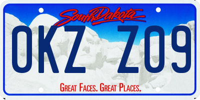 SD license plate 0KZZ09