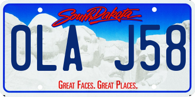 SD license plate 0LAJ58