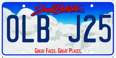 SD license plate 0LBJ25