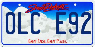 SD license plate 0LCE92
