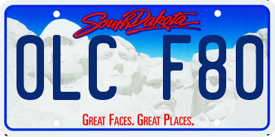 SD license plate 0LCF80