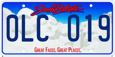 SD license plate 0LCO19