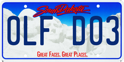 SD license plate 0LFD03