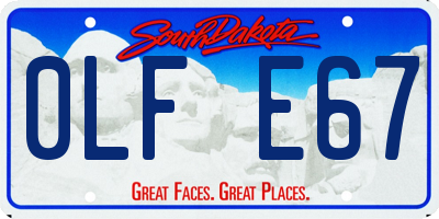 SD license plate 0LFE67
