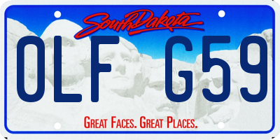 SD license plate 0LFG59