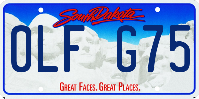 SD license plate 0LFG75