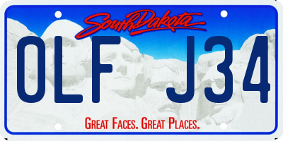 SD license plate 0LFJ34